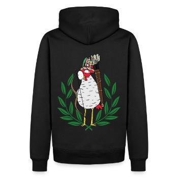 Huhn Krieger Hippie Hühner Pfeil - Männer Premium Bio Hoodie - Schwarz - Hinten - Nico (187cm)