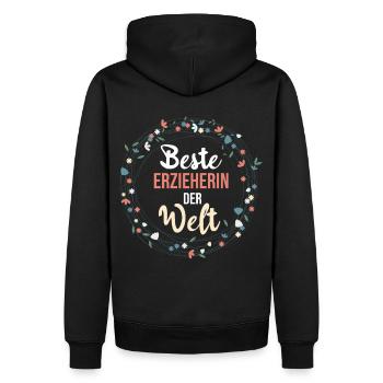 Kindergärtnerin Erzieherin - Männer Premium Bio Hoodie - Schwarz - Hinten - Nico (187cm)