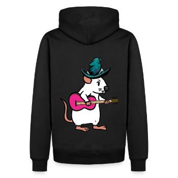 Nager Ratte Maus Musiker Gitarre Musik Kinder Kind - Männer Premium Bio Hoodie - Schwarz - Hinten - Nico (187cm)