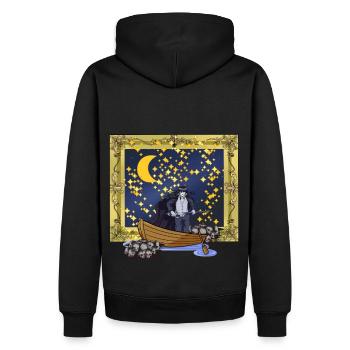 Sternenhimmel Fantasy Krieger Schwert Kampf Tod - Männer Premium Bio Hoodie - Schwarz - Hinten - Nico (187cm)
