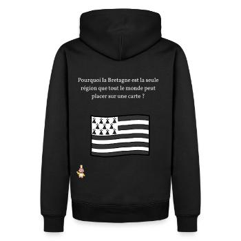 Pourquoi la bretagne - Sweat à capuche Premium bio Homme - noir - Dos - Nico (187cm)