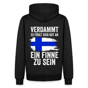 Finnland Finne Finnisches - Männer Premium Bio Hoodie - Schwarz - Hinten - Nico (187cm)