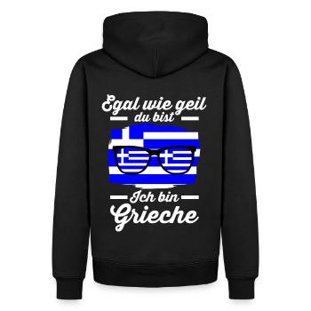 Grieche Griechisches Griechenland - Männer Premium Bio Hoodie - Schwarz - Hinten - Nico (187cm)