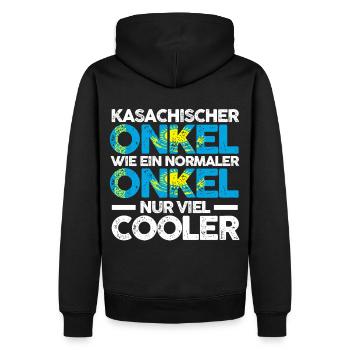 Kasache Onkel Kasachstan - Männer Premium Bio Hoodie - Schwarz - Hinten - Nico (187cm)