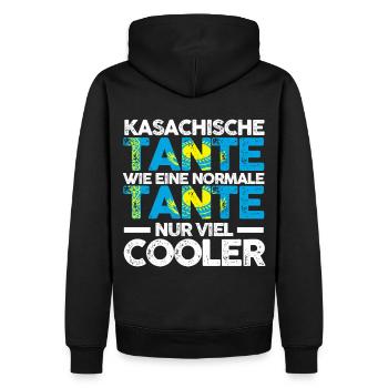 Kasachin Tante Kasachstan - Männer Premium Bio Hoodie - Schwarz - Hinten - Nico (187cm)