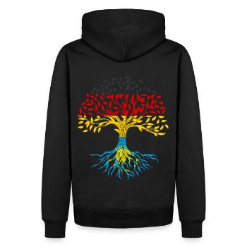 Wurzeln Baum Deutschland Kasachstan - Männer Premium Bio Hoodie - Schwarz - Hinten - Nico (187cm)