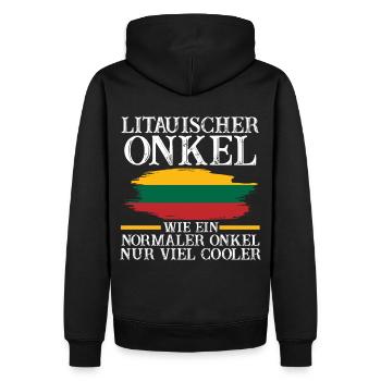 Litauer Onkel Litauen - Männer Premium Bio Hoodie - Schwarz - Hinten - Nico (187cm)