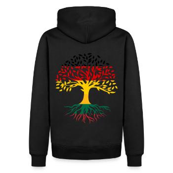 Racines Arbre Allemagne Lituanie - Sweat à capuche Premium bio Homme - noir - Dos - Nico (187cm)