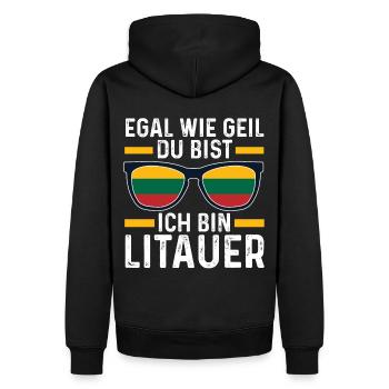 Litauer Litauisches Litauen - Männer Premium Bio Hoodie - Schwarz - Hinten - Nico (187cm)