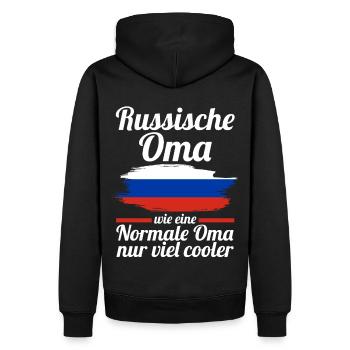 Russin Russische Oma Russland - Männer Premium Bio Hoodie - Schwarz - Hinten - Nico (187cm)