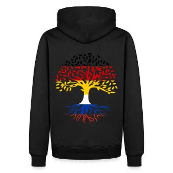 Wurzeln Baum Deutschland Russland - Männer Premium Bio Hoodie - Schwarz - Hinten - Nico (187cm)