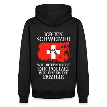 Schweiz Schweizer - Männer Premium Bio Hoodie - Schwarz - Hinten - Nico (187cm)