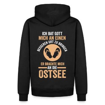 Gott brachte mich an die Ostsee - Männer Premium Bio Hoodie - Schwarz - Hinten - Nico (187cm)