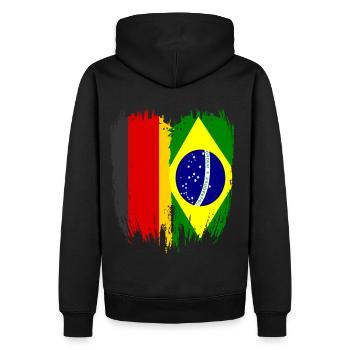 Deutschland Flagge Brasilien - Männer Premium Bio Hoodie - Schwarz - Hinten - Nico (187cm)