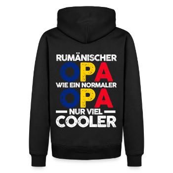 Rumänischer Opa Rumäne Rumänien - Männer Premium Bio Hoodie - Schwarz - Hinten - Nico (187cm)