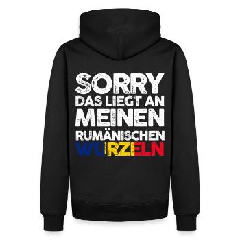Rumänische Wurzeln Rumäne Rumänien - Männer Premium Bio Hoodie - Schwarz - Hinten - Nico (187cm)