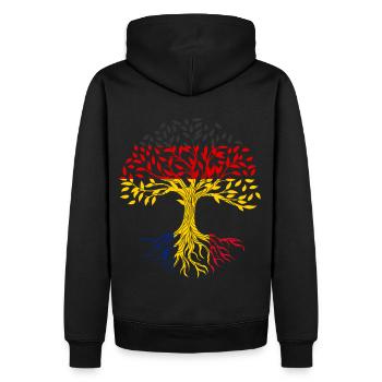 Racines Arbre Allemagne Roumanie - Sweat à capuche Premium bio Homme - noir - Dos - Nico (187cm)