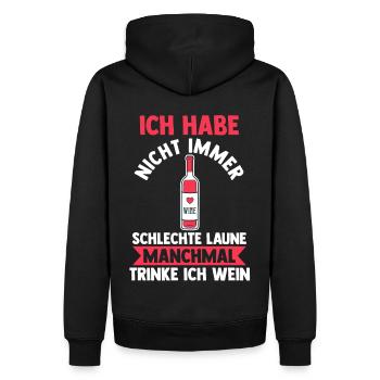 Saufspruch Wein - Männer Premium Bio Hoodie - Schwarz - Hinten - Nico (187cm)
