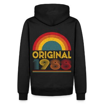 Vintage Original 1988 Cadeau 34ème Anniversaire - Sweat à capuche Premium bio Homme - noir - Dos - Nico (187cm)