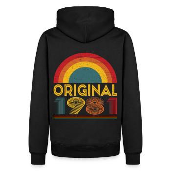 Vintage Original 1981 Cadeau 41ème Anniversaire - Sweat à capuche Premium bio Homme - noir - Dos - Nico (187cm)