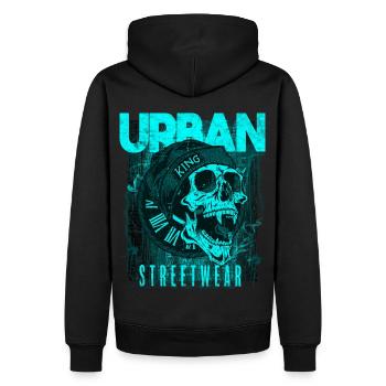 Chemise Skull Streetwear - Sweat à capuche Premium bio Homme - noir - Dos - Nico (187cm)