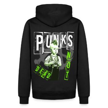 Punks not Dead Oi Skinhead Punk Rock Shirt - Men’s Premium Organic Hoodie - black - Back - Nico (187cm)