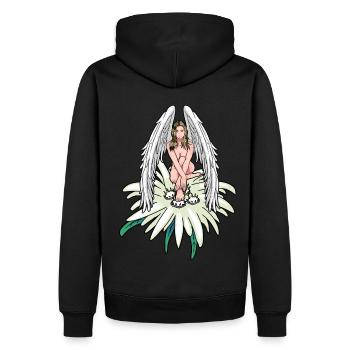 Himmlisch Engel Edelweiß Österreich Schutzengel - Männer Premium Bio Hoodie - Schwarz - Hinten - Nico (187cm)
