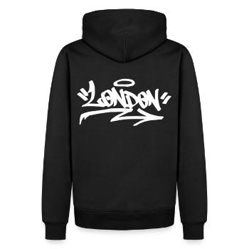 London England Graffiti Street Art HandStyle UK Hi - Männer Premium Bio Hoodie - Schwarz - Hinten - Nico (187cm)