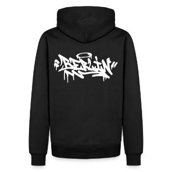 Berlin City Graffiti Street Art HandStyle Deutschl - Männer Premium Bio Hoodie - Schwarz - Hinten - Nico (187cm)