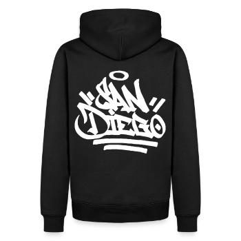 San Diego City Graffiti Street Art HandStyle USA H - Männer Premium Bio Hoodie - Schwarz - Hinten - Nico (187cm)