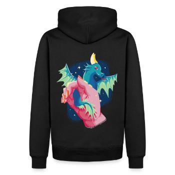 Dragon Baby Haustier Süßes Fantasie -Aquarellmaler - Männer Premium Bio Hoodie - Schwarz - Hinten - Nico (187cm)