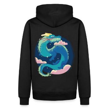 Chinese Dragon Asian Orientaler Schlange Fantasy S - Männer Premium Bio Hoodie - Schwarz - Hinten - Nico (187cm)