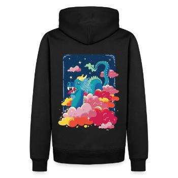 Cloud Dragon Schlange Asiatische chinesische Fanta - Männer Premium Bio Hoodie - Schwarz - Hinten - Nico (187cm)
