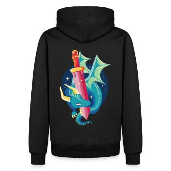 Niedliche Drachenfantasieschwert Mythische Kreatur - Männer Premium Bio Hoodie - Schwarz - Hinten - Nico (187cm)