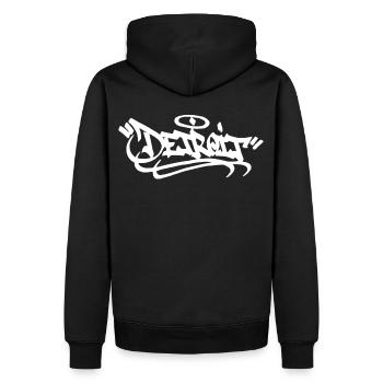 Detroit City Graffiti Street Art HandStyle USA Hip - Männer Premium Bio Hoodie - Schwarz - Hinten - Nico (187cm)