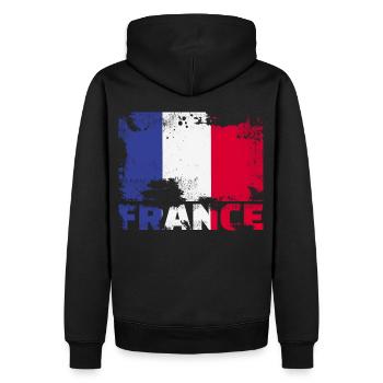 Frankreich Flagge Vintage Distressed French Grunge - Männer Premium Bio Hoodie - Schwarz - Hinten - Nico (187cm)