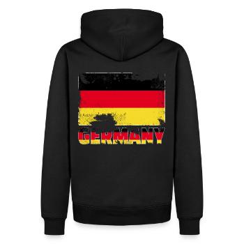 Deutschland Flagge Vintage Distressed deutsches Gr - Männer Premium Bio Hoodie - Schwarz - Hinten - Nico (187cm)