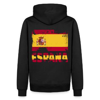 Spanienflagge Vintage Distressed España Grunge Rei - Männer Premium Bio Hoodie - Schwarz - Hinten - Nico (187cm)