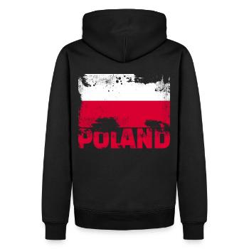 Polen Flagge Vintage Distressed Polnic Grunge Trav - Männer Premium Bio Hoodie - Schwarz - Hinten - Nico (187cm)