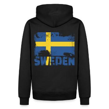 Schweden Flagge Vintage Distressed Swedish Grunge - Männer Premium Bio Hoodie - Schwarz - Hinten - Nico (187cm)