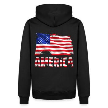 America Flag Vintage Distressed USA Grunge Travel - Männer Premium Bio Hoodie - Schwarz - Hinten - Nico (187cm)