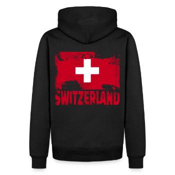 Schweiz Flagge Vintage Distressed Swiss Grunge Tra - Männer Premium Bio Hoodie - Schwarz - Hinten - Nico (187cm)