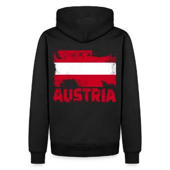 Österreich Flagge Vintage Distressed Österreichisc - Männer Premium Bio Hoodie - Schwarz - Hinten - Nico (187cm)