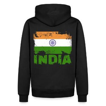 Indien Flagge Vintage Distressed Indian Grunge Tra - Männer Premium Bio Hoodie - Schwarz - Hinten - Nico (187cm)
