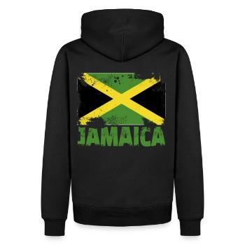 Jamaika -Flagge Vintage Distressed Jamaican Grunge - Männer Premium Bio Hoodie - Schwarz - Hinten - Nico (187cm)