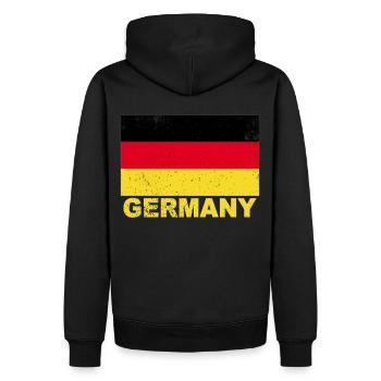 Deutschland Flagge Vintage Deutsche Nationalitätsw - Männer Premium Bio Hoodie - Schwarz - Hinten - Nico (187cm)