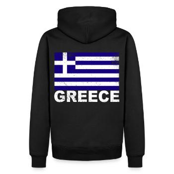 Griechenland Flag - Männer Premium Bio Hoodie - Schwarz - Hinten - Nico (187cm)