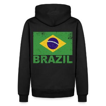 Brasilienflagge Vintage brasilianische Nationalitä - Männer Premium Bio Hoodie - Schwarz - Hinten - Nico (187cm)