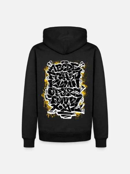Graffiti Wildstyle Alphabet Hip Hop Street Art Urb - Männer Premium Bio Hoodie - Schwarz