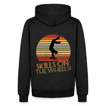 Fähigkeiten auf dem Räder Retro Skateboard - Männer Premium Bio Hoodie - Schwarz - Hinten - Nico (187cm)